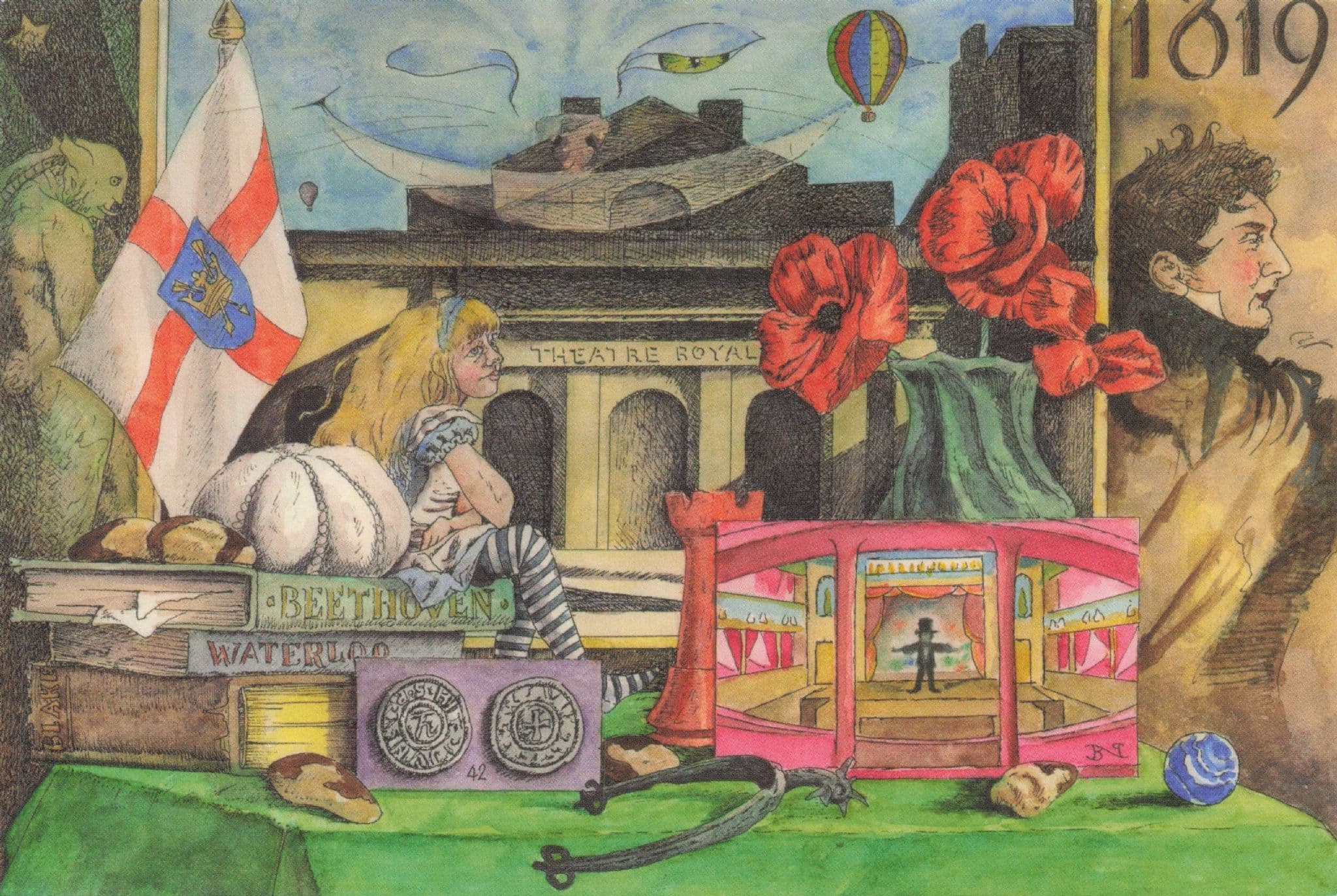 Alice In Wonderland Visits Bury St Edmunds Painting Postcard