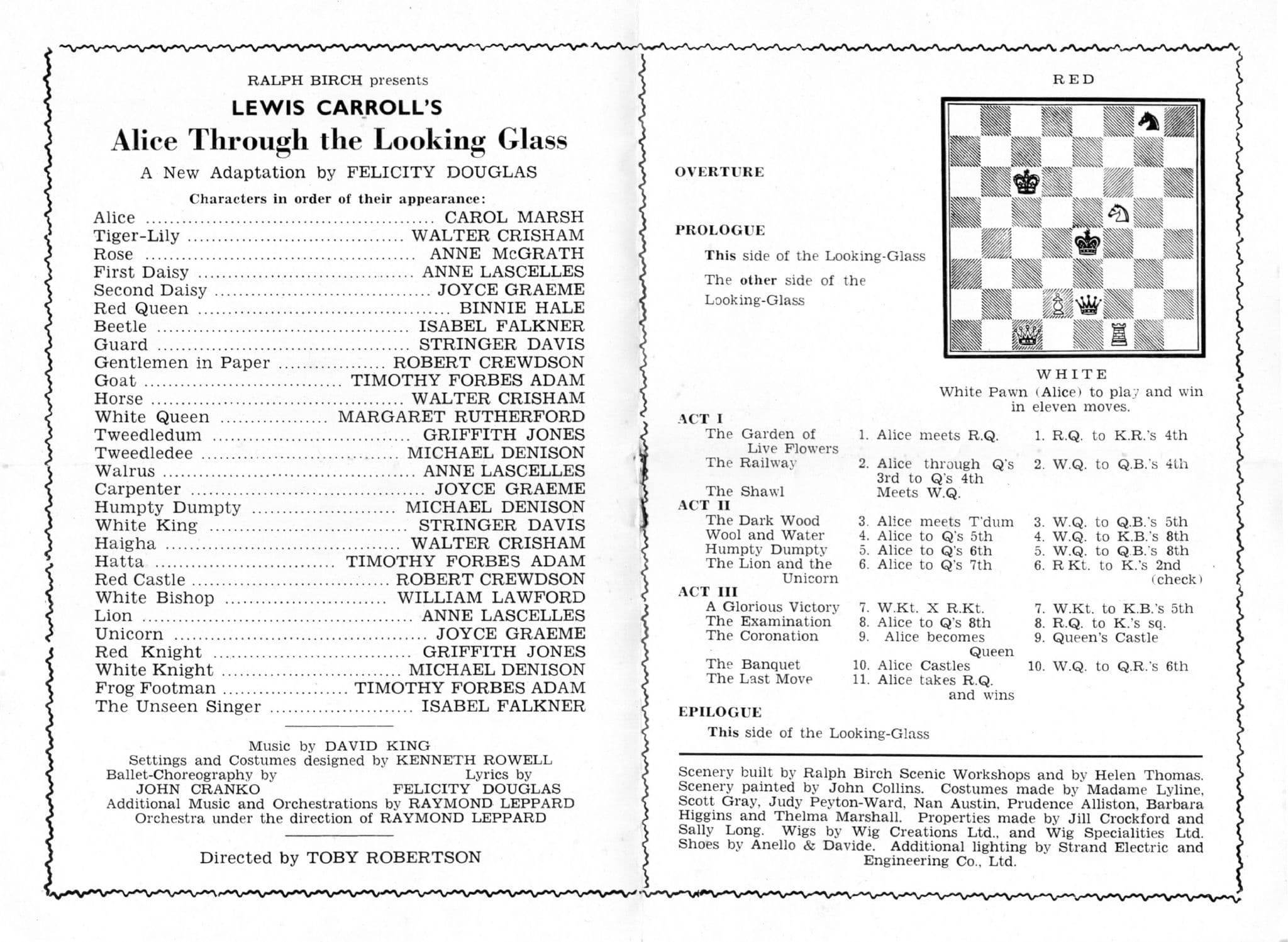 Alice Through The Looking Glass Old Brighton Chess Game Theatre Programme
