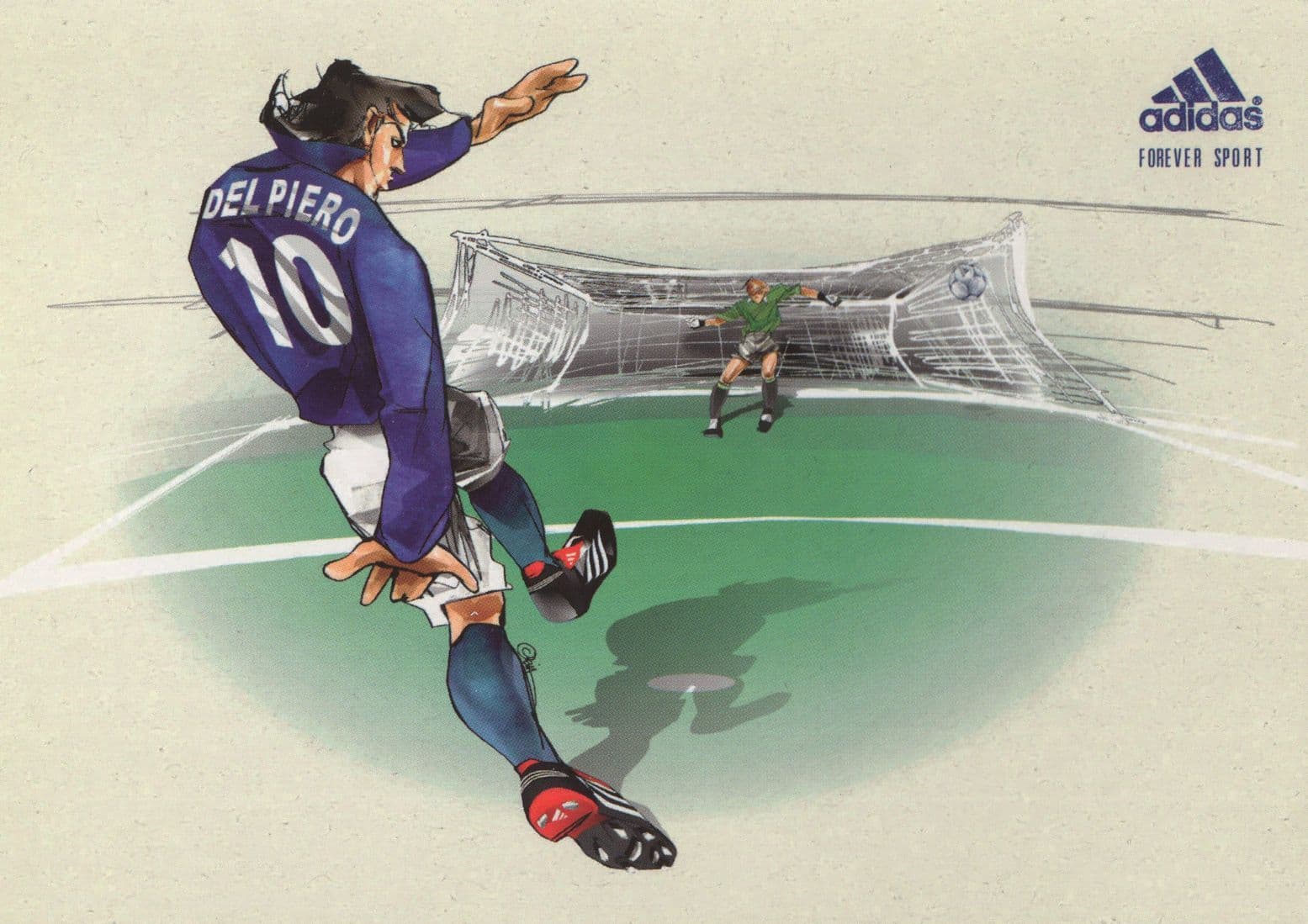 Allesandro Del Piero Italian Football Comic Adidas Postcard