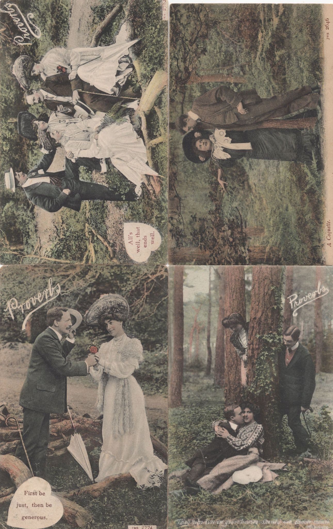 Alls Well That Ends Well Proverb 4x Antique Postcard s