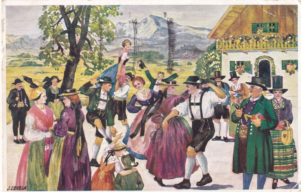 Alpinia Morris Dancing Old Austrian Painting Postcard