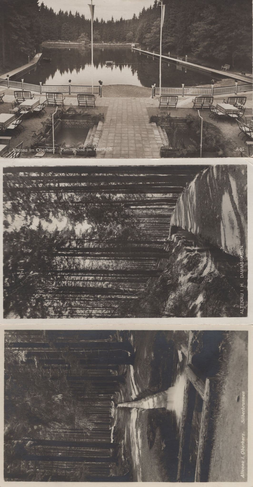 Altenau Swimming Pool Dammgraben 3x German Old Postcard s