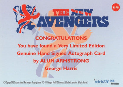 Alun Armstrong The New Avengers Hand Signed Autograph Card