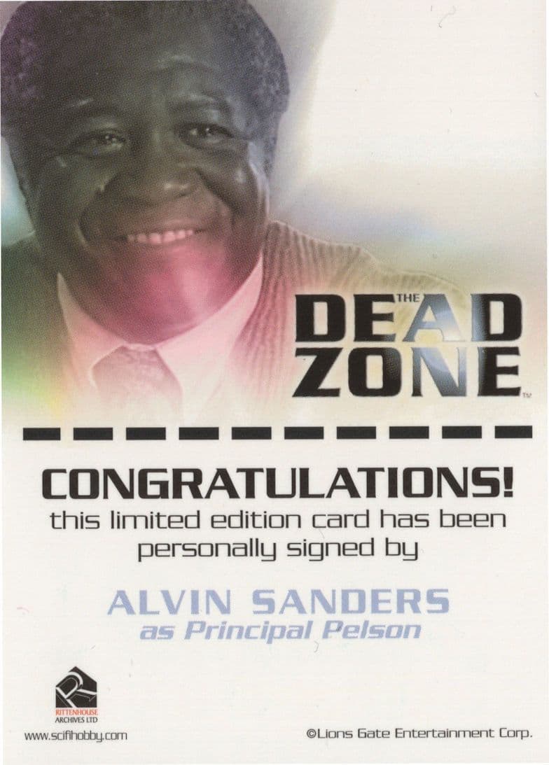 Alvin Sanders The Dead Zone Autograph Signed Photo Card