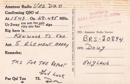 Alymer Quebec Canada QSL Radio Card