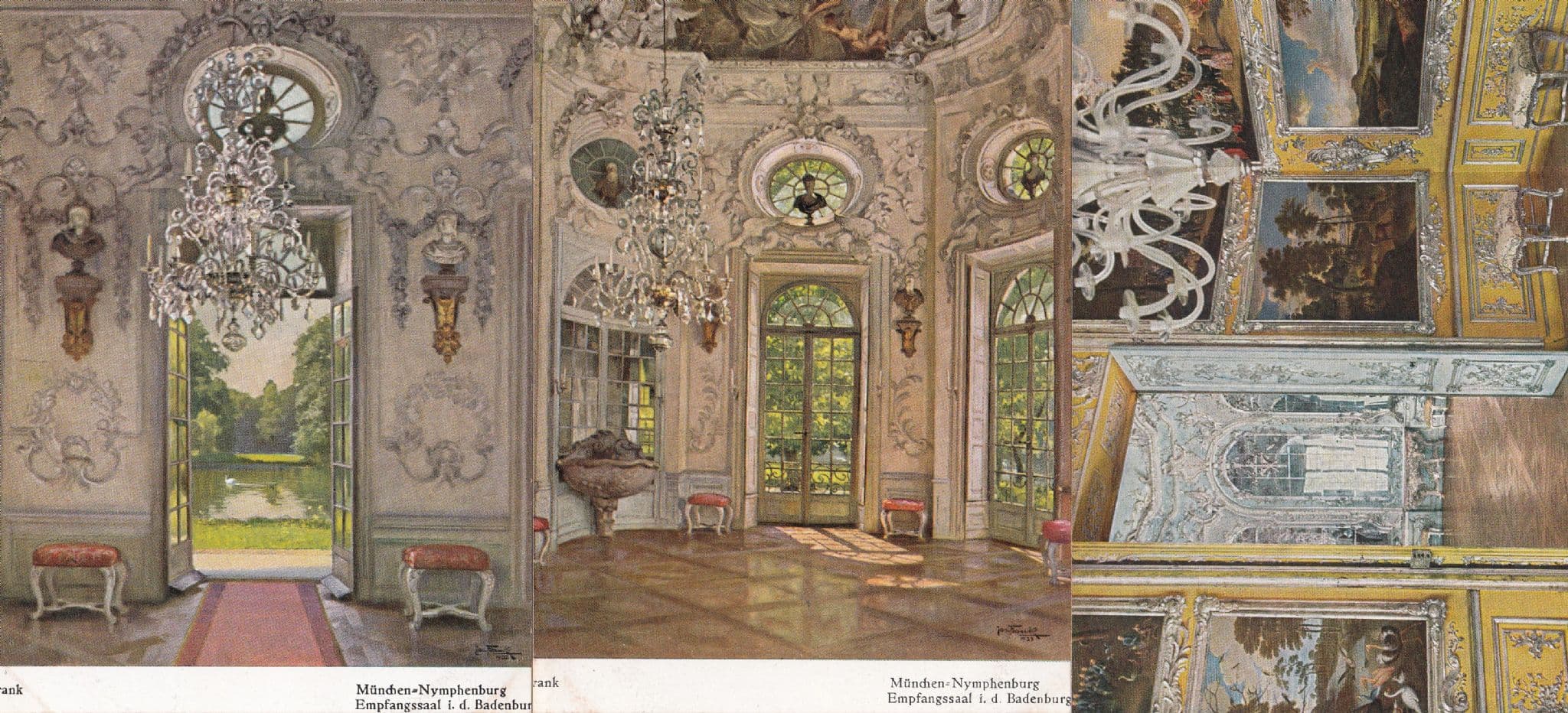 Amalienburg Kirche Jagdzimmer 1734 Munchen Nymphenburg 3x Postcard s