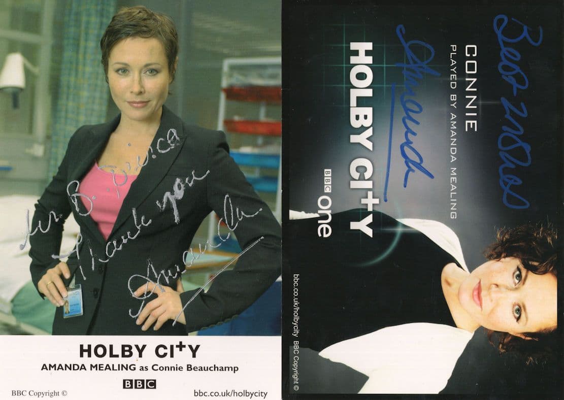 Amanda Mealing Connie Beauchamp Holby City 2x Hand Signed Cast Card Photo s