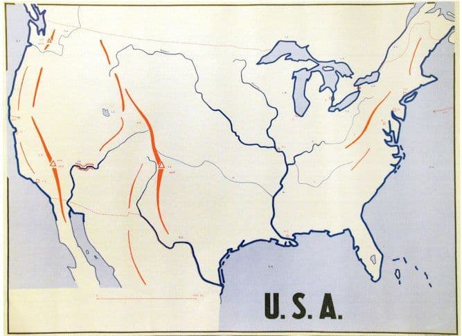 America School Map Chart College Old Educational Drawing Postcard