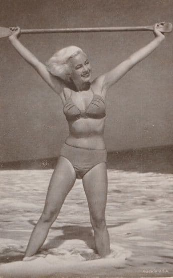 American Beach Beauty Lady Boat Oar Antique PB Model Postcard