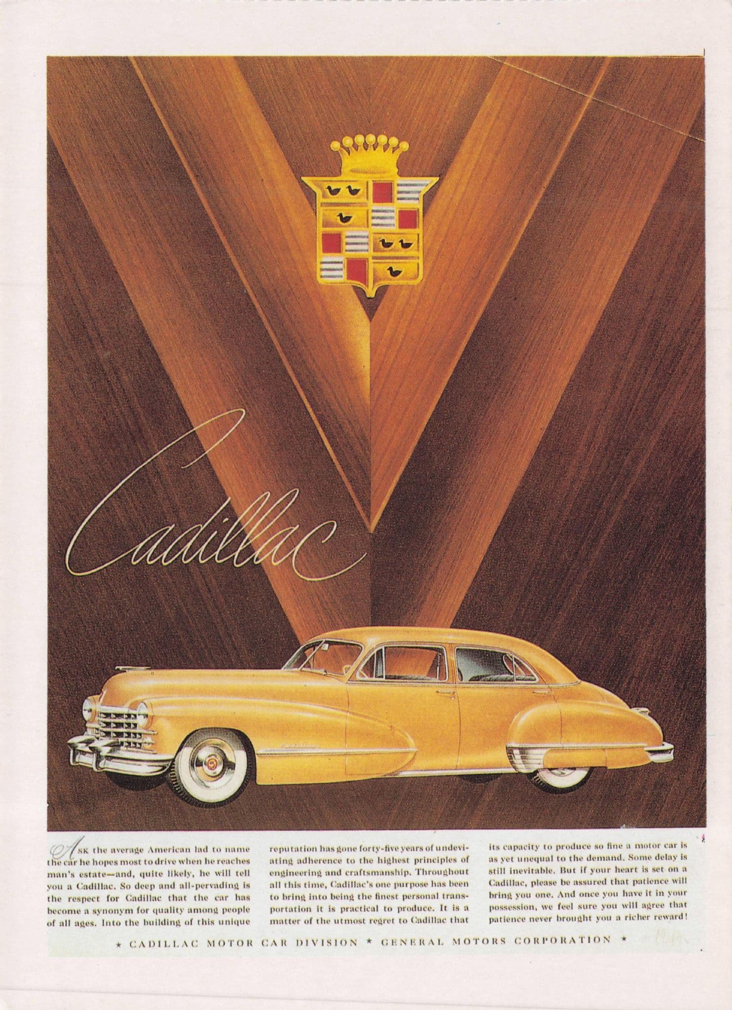 American Cadillac 1947 Classic Car Advertising Poster Postcard