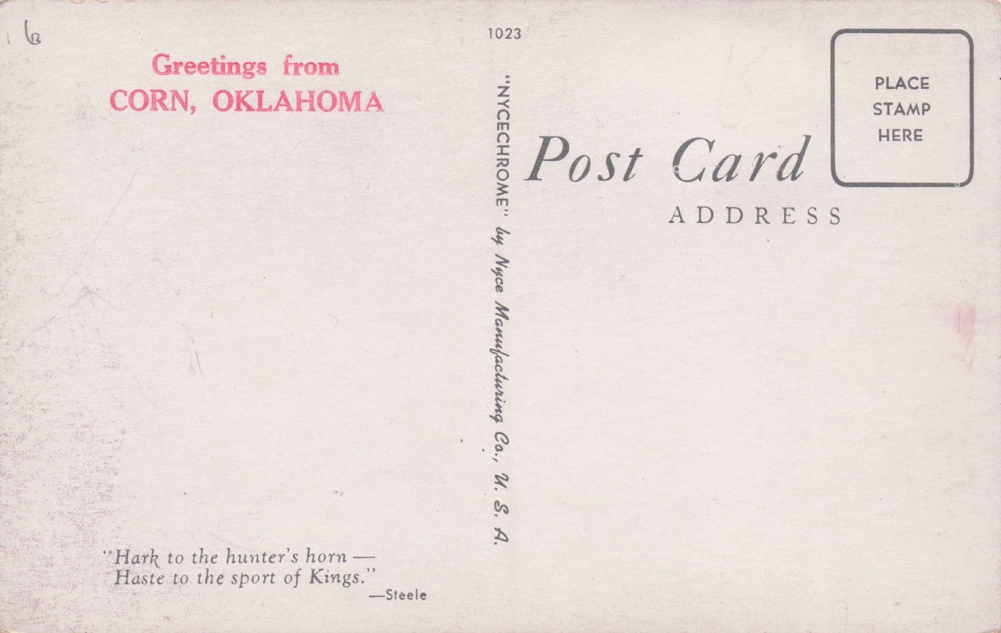 American Female Animal Hunter Corn Oklahoma USA Old Postcard