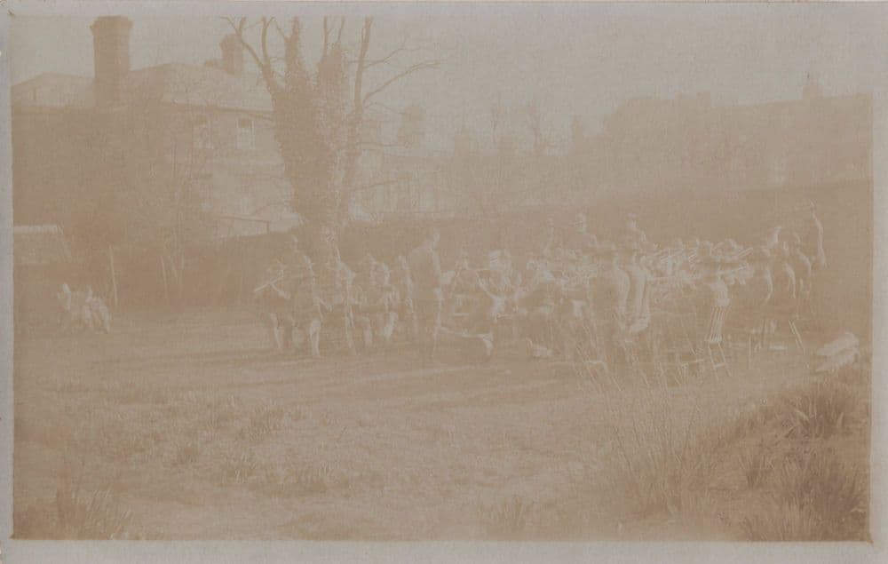 American Military Band at 18 St Thomas Street WW1 Real Photo Old Postcard