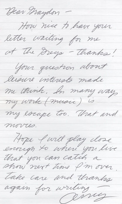 Amy Rigby Hand Signed Picture & FULLY Hand Written Letter