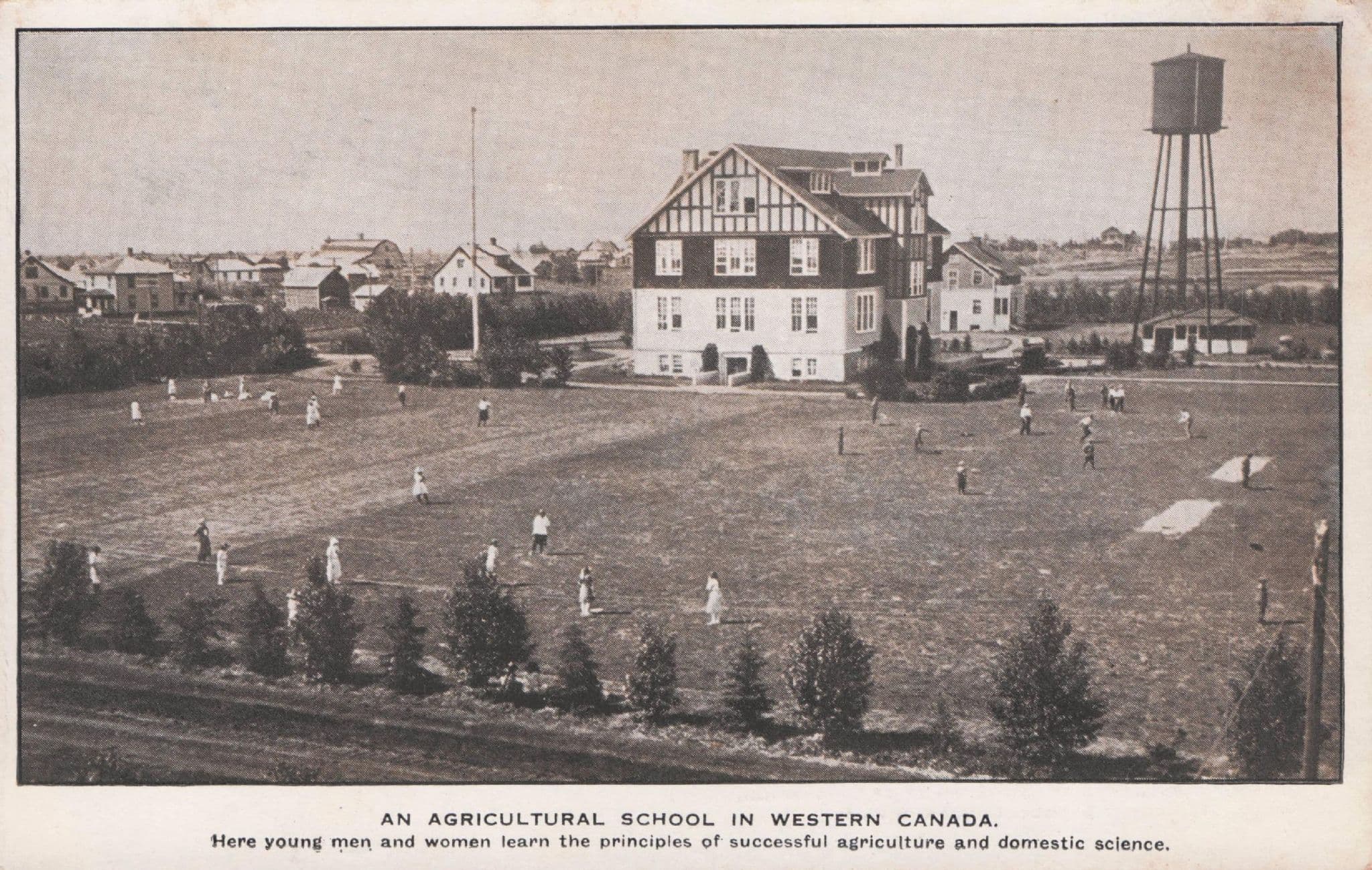 An Agricultural School In Western Canada Farming Science Old Postcard