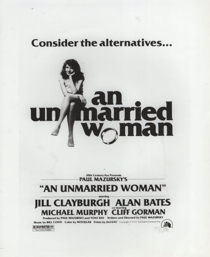An Unmarried Woman Jilll Calyburgh Alan Bates 2x Monochrome 10x8 Film Photo s