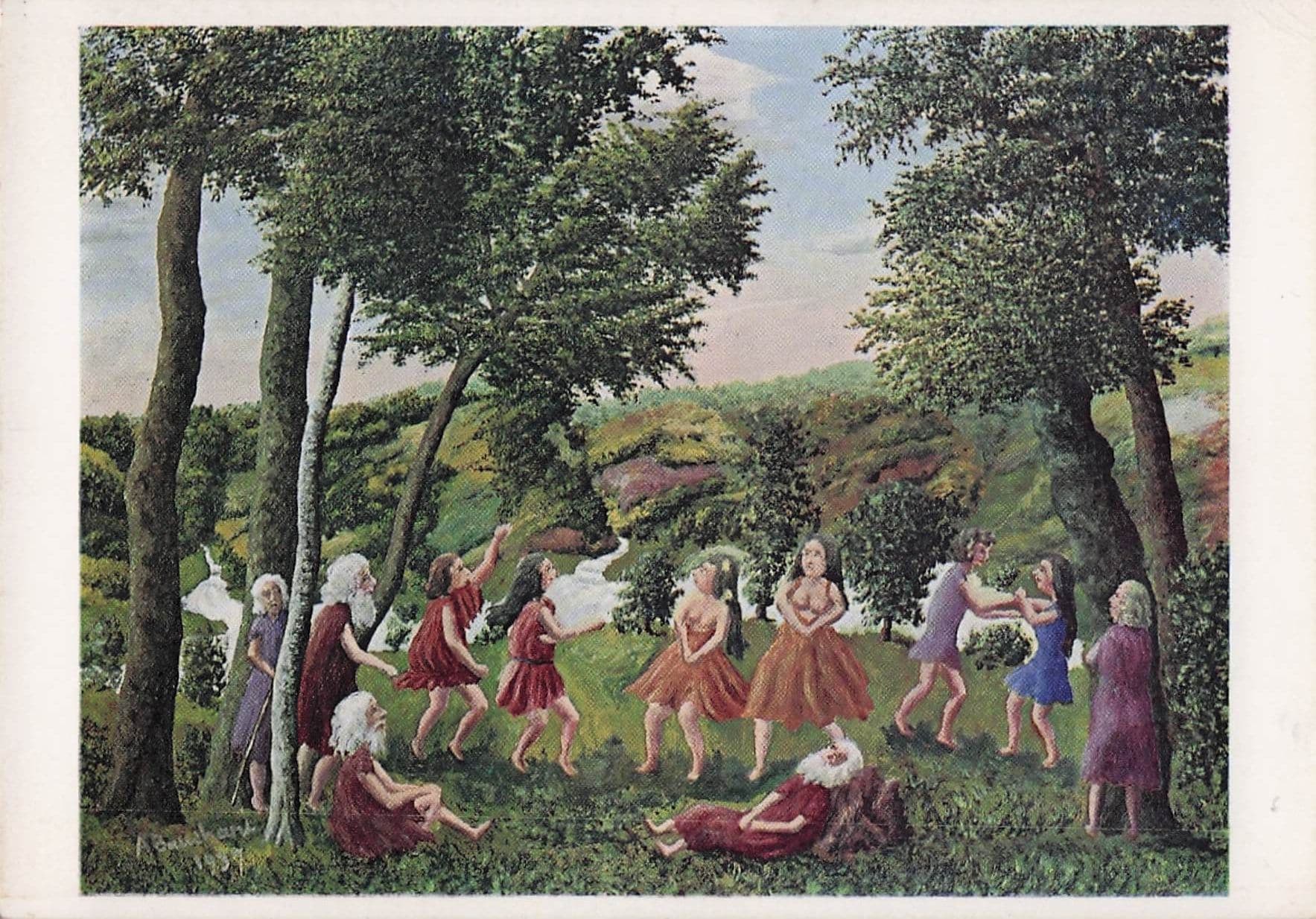 Andre Beauchant Greek Dance In A Landscape Gallery Painting Postcard