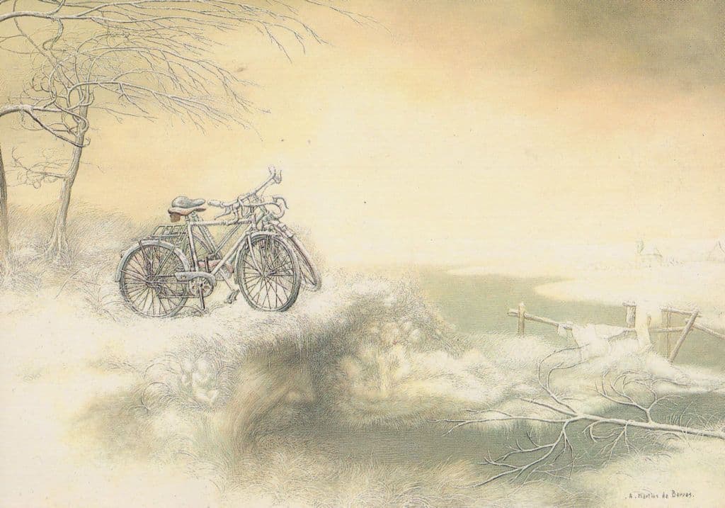 Andre Martins De Barros Bicycle Painting French Art Postcard