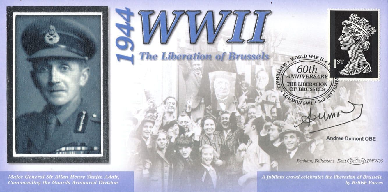 Andree Dumont WW2 Nazi POW Liberation Of Brussels Benham Hand Signed FDC