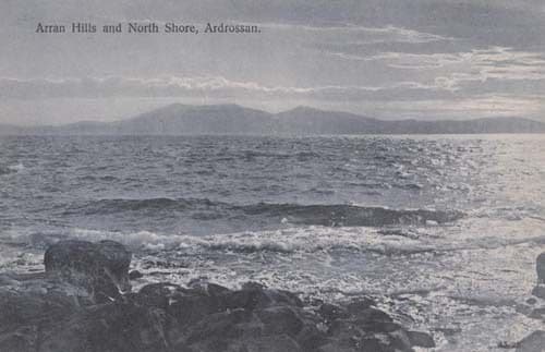 Androssan Hills North Shore Church Antique Coast Beach Rough Sea Postcard