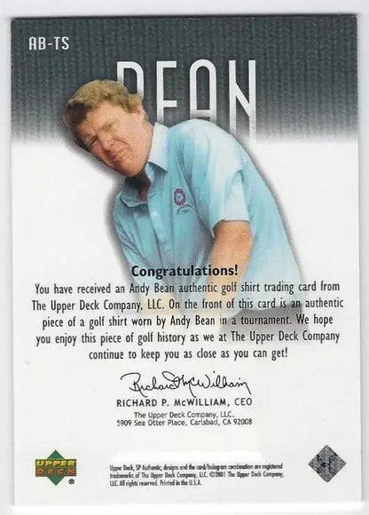 Andy Bean Tour Swatch Worn Shirt Golf Rare Limited Edition Card