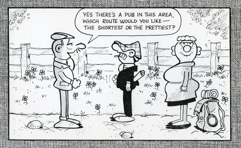 Andy Capp Farm Pathway Lost Wanting A Pub Comic Postcard