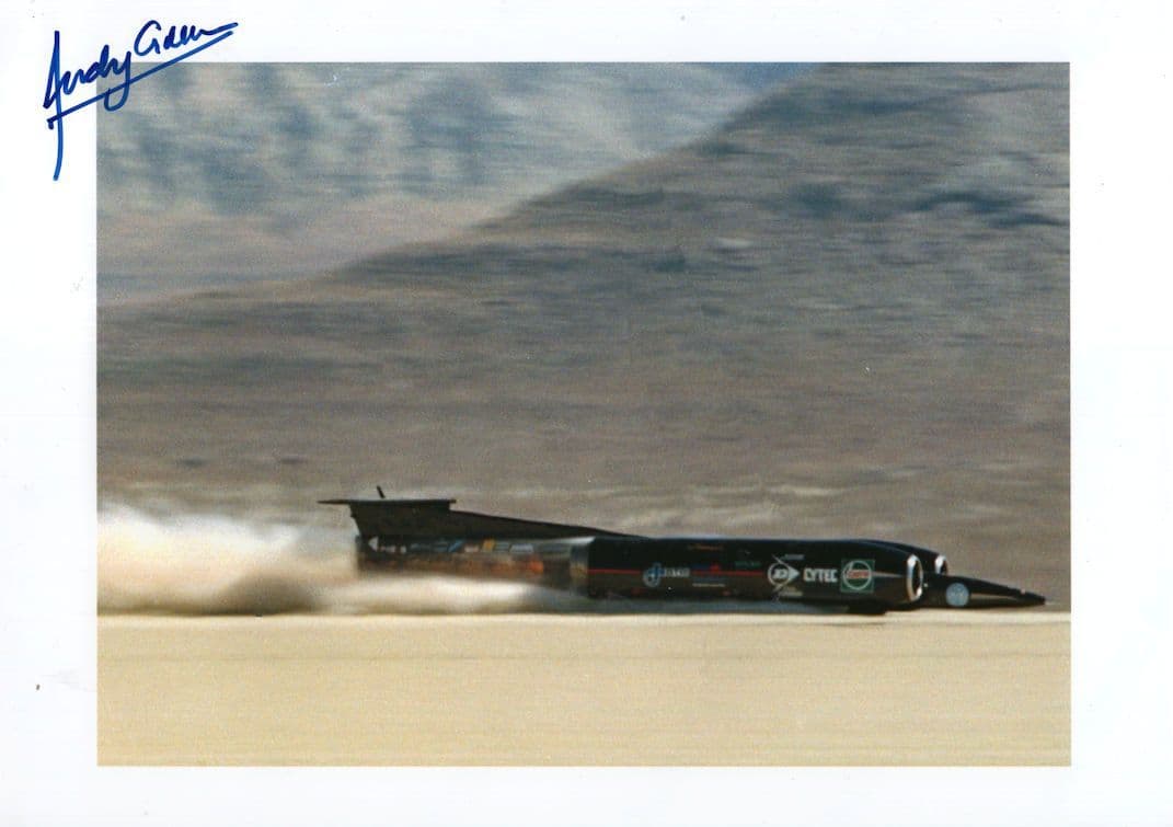 Andy Green Thrust Jet Car Nevada Reuters 12x8 Hand Signed Press Photo