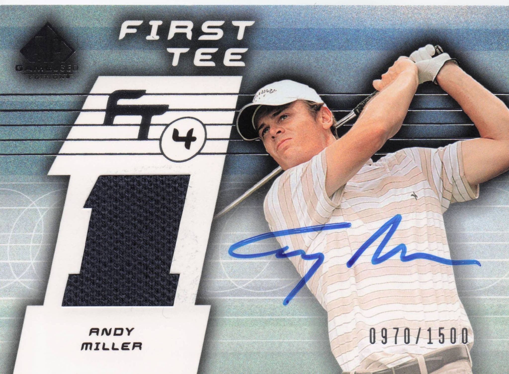 Andy Miller First Tee SP 2003 Golf Hand Signed Worn PGA Shirt Card