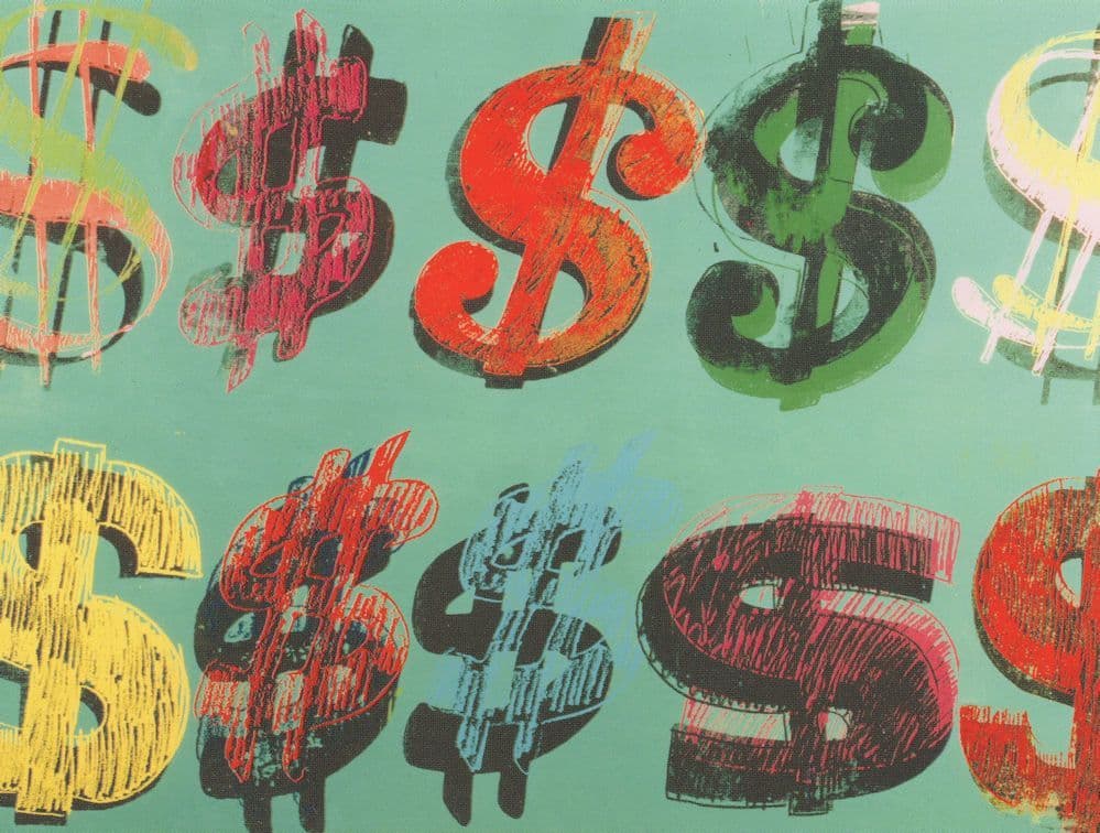 Andy Warhol Dollar Sign Painting Postcard