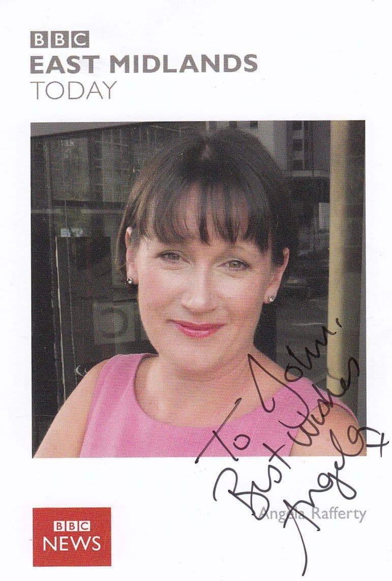 Angela Rafferty BBC Newsreader Hand Signed East Midlands Today Cast Card Photo