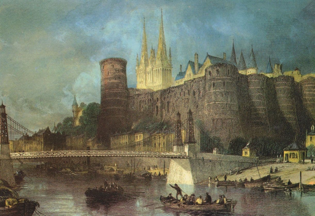 Angers France Antique Ship Boat 19th Century Painting Postcard