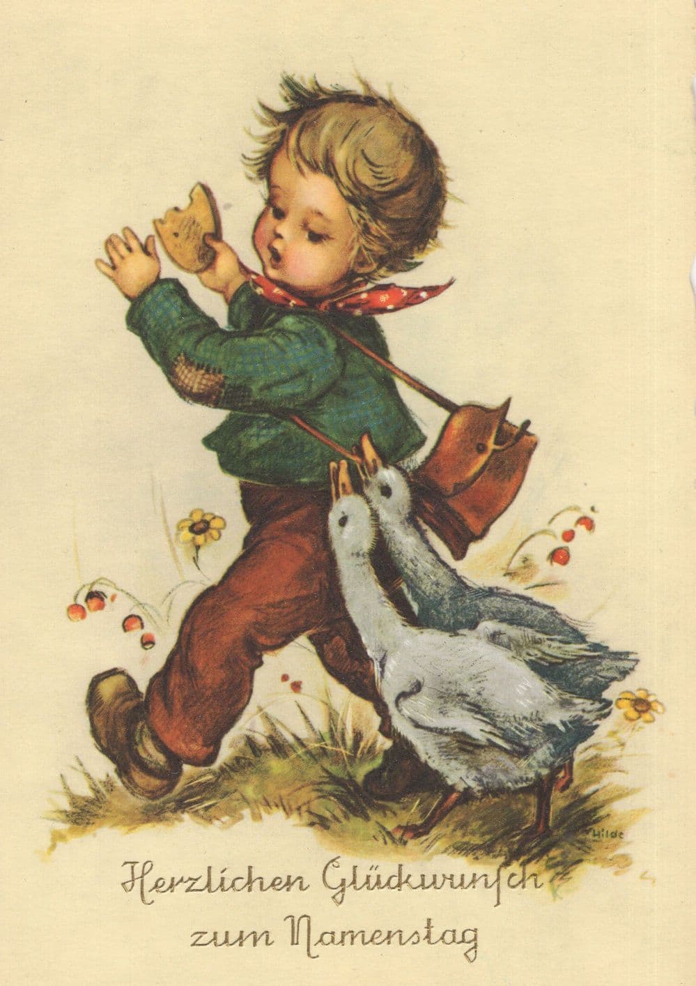 Angry Ducks Wanting Child Biscuit Food Satchel German Comic Bird Postcard