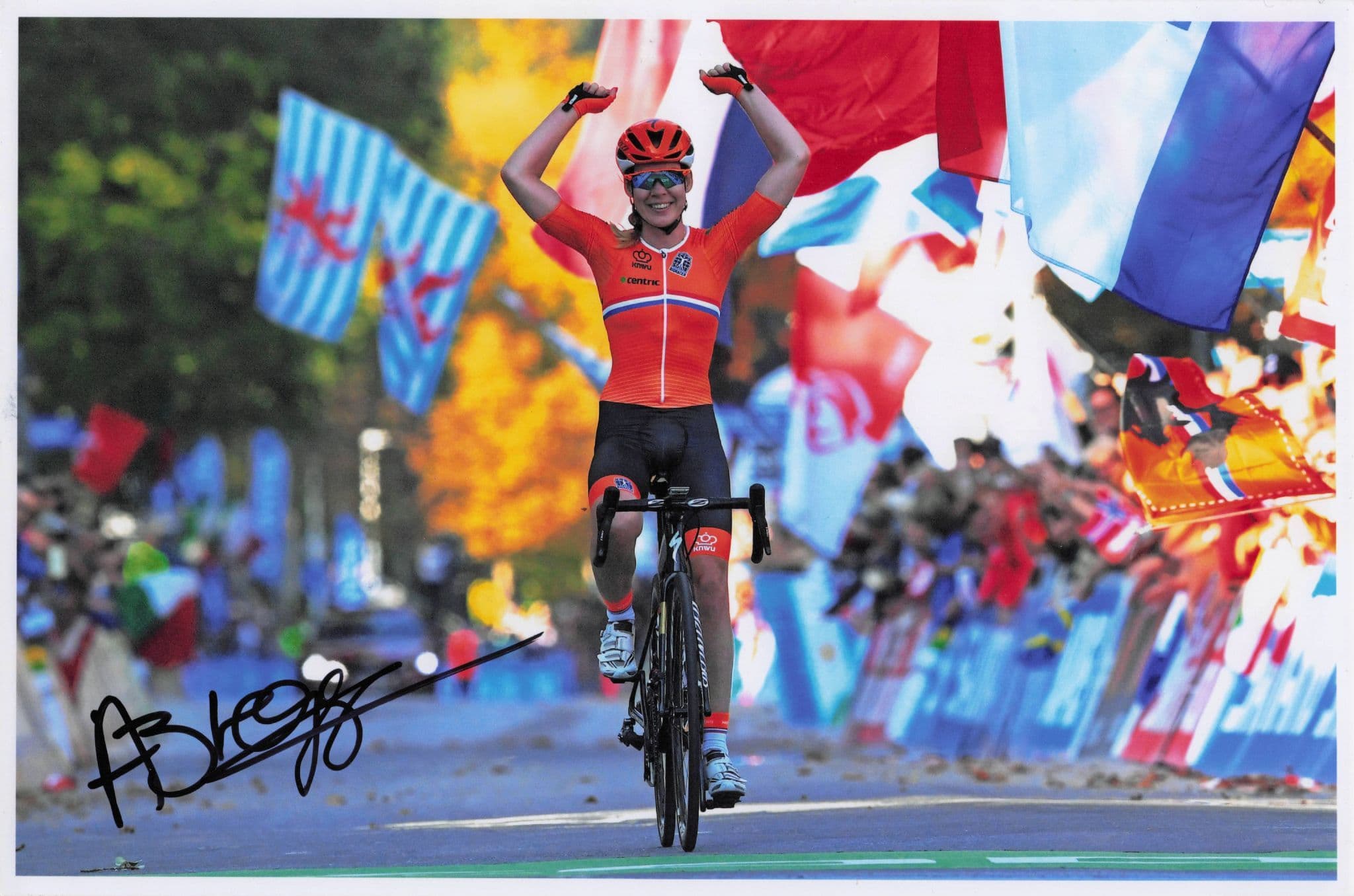 Anna Van Der Breggan Holland Cyclist 2018 Victory 12x8 Hand Signed Photo