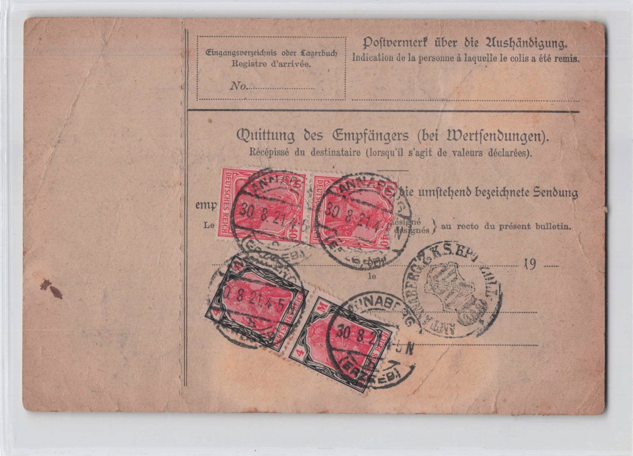 Annaberg Erzweg Germany 1921 Packet Coupon Antique Postcard