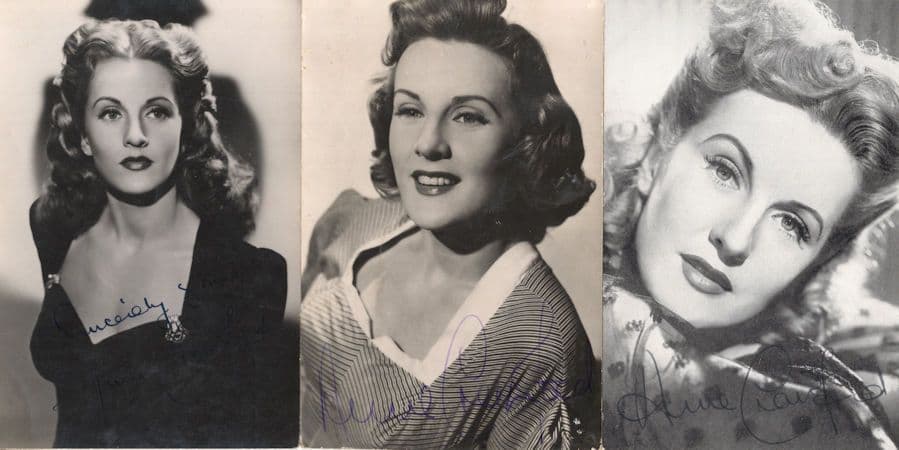 Anne Crawford 3x Antique Hand Signed Autograph Photo s