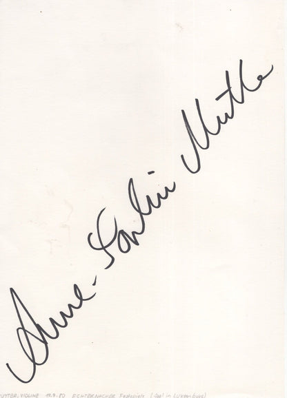 Anne Sophie Mutter German Violinist 2x Large Hand Signed Autograph s