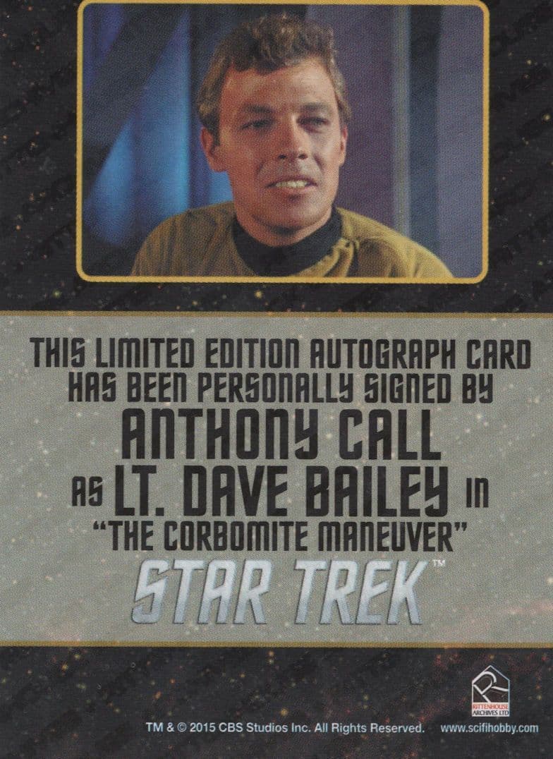 Anthony Call Star Trek The Original Series Signed Autograph Card