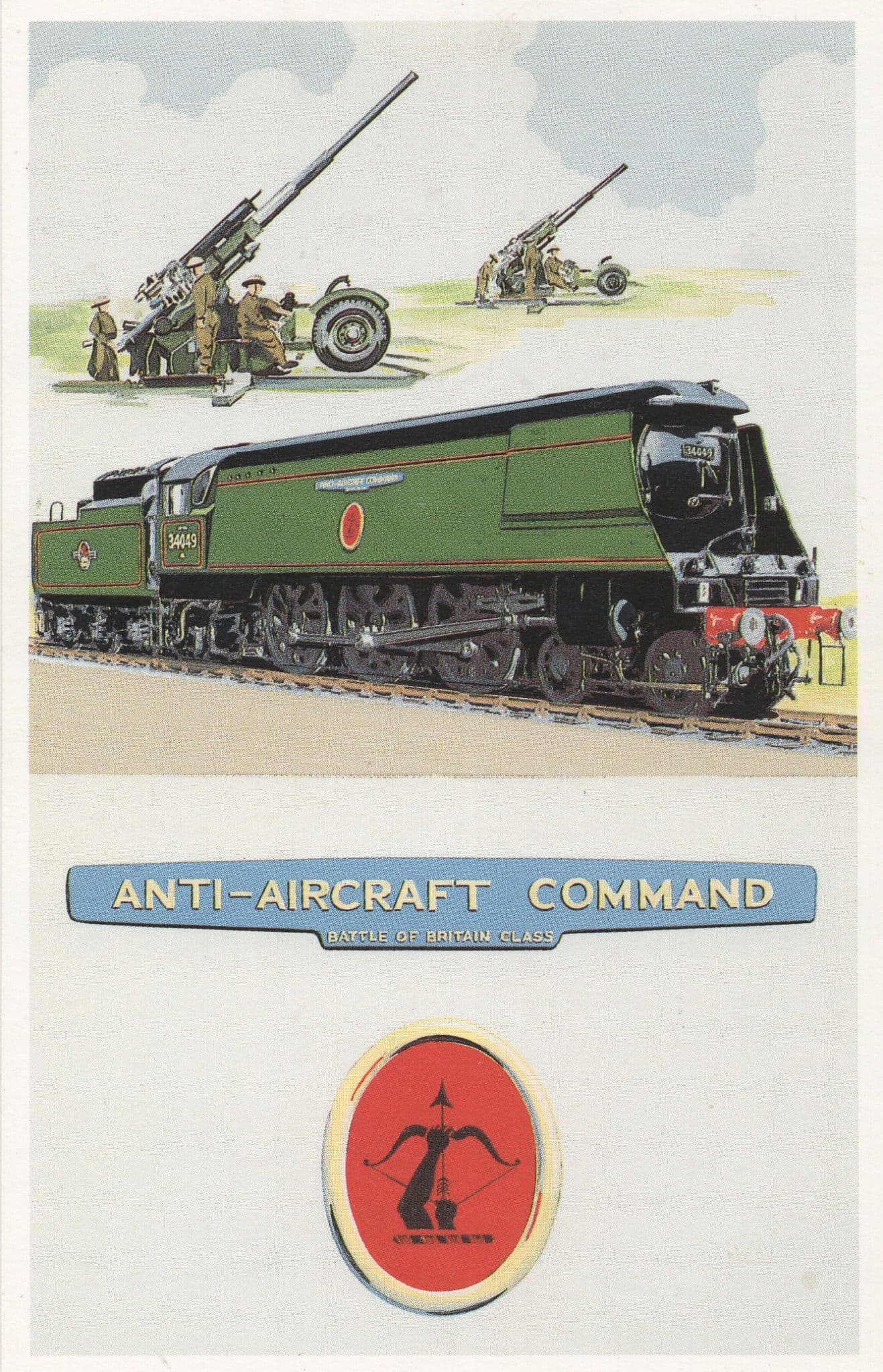 Anti Aircraft Command Military Train Railway Poster Postcard