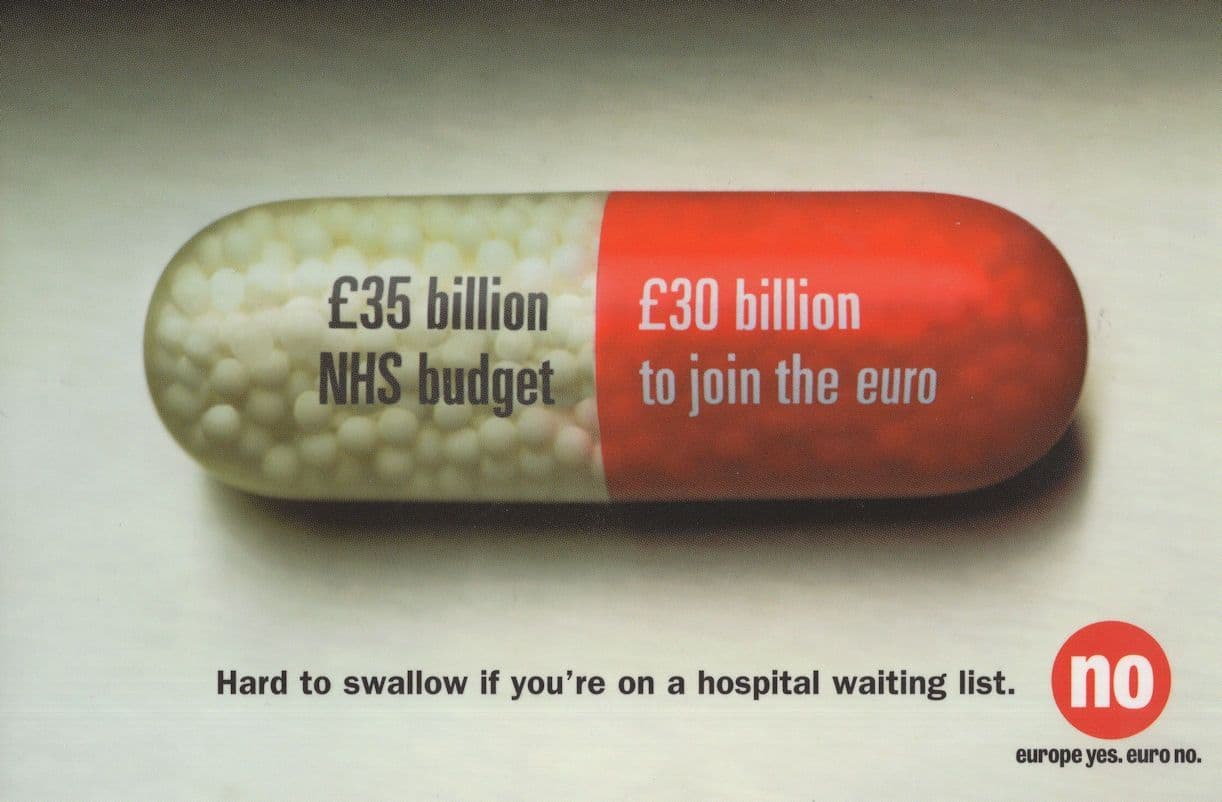 Anti Joining The Euro NHS Sent To Tony Blair Campaign Postcard