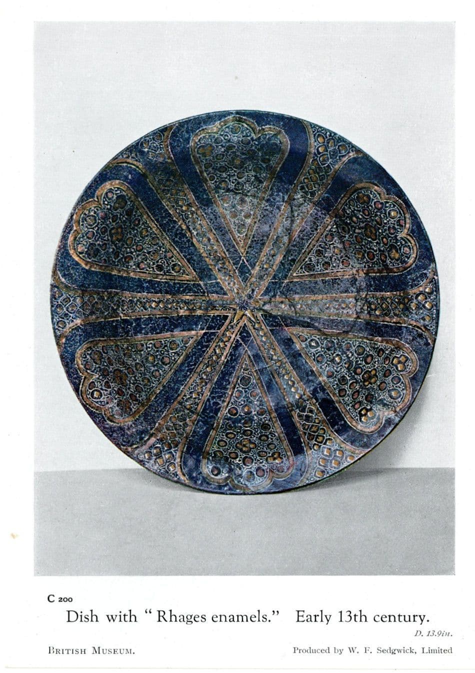 Antique 13th Century Bowl With Rhages Enamels Pottery London Old Postcard