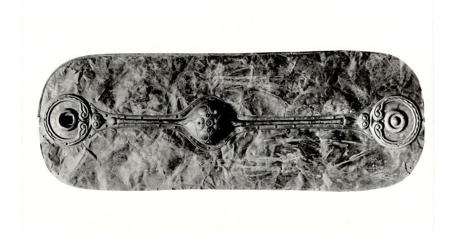 Antique Bronze Shield Ornament From River Witham Lincs RPC Postcard
