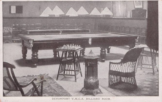 Antique Chess Board Pagoda Fire Billiards Devonport YMCA Postcard