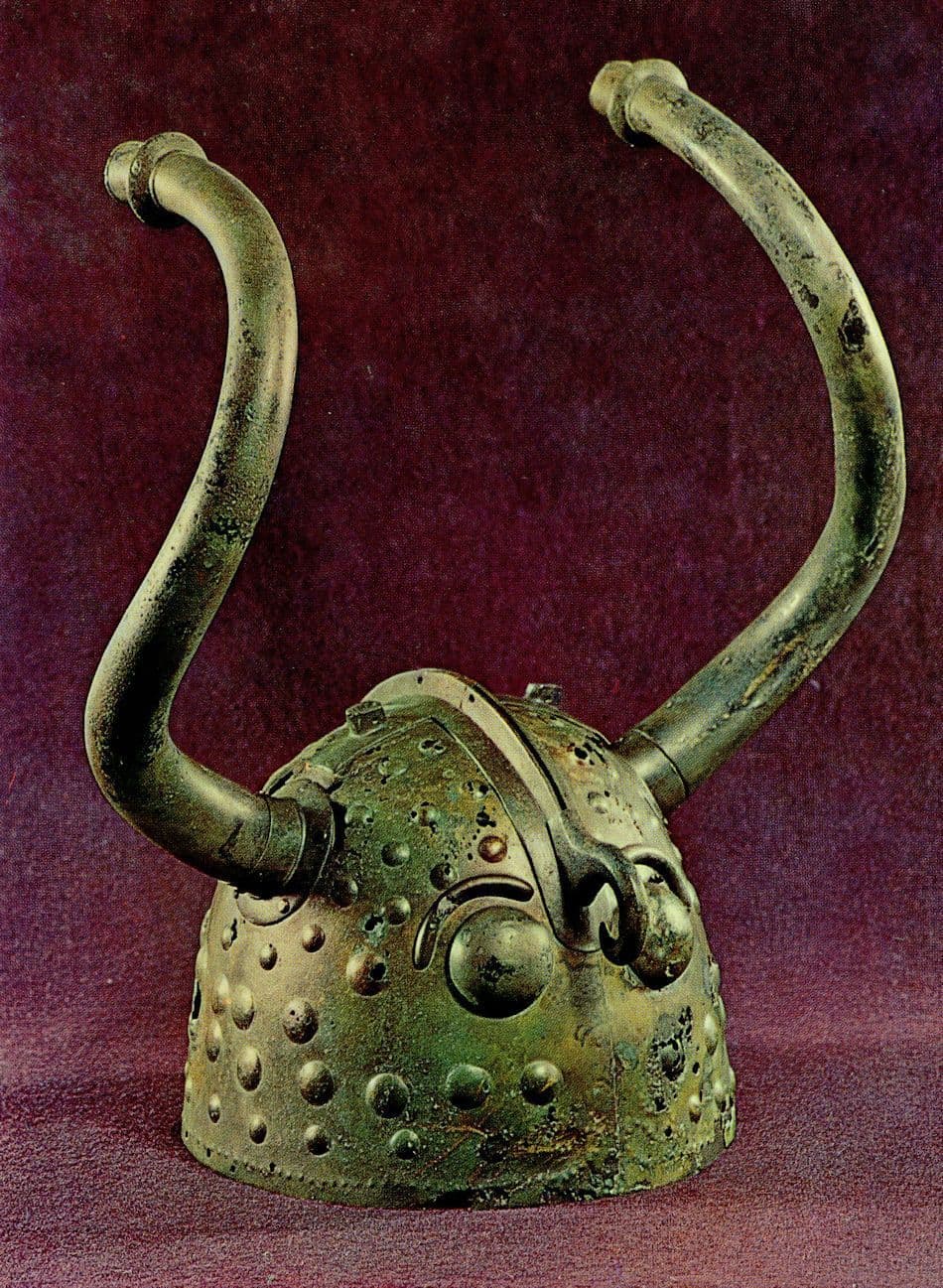 Antique Danish Bronze Helmet 800BC Denmark Postcard