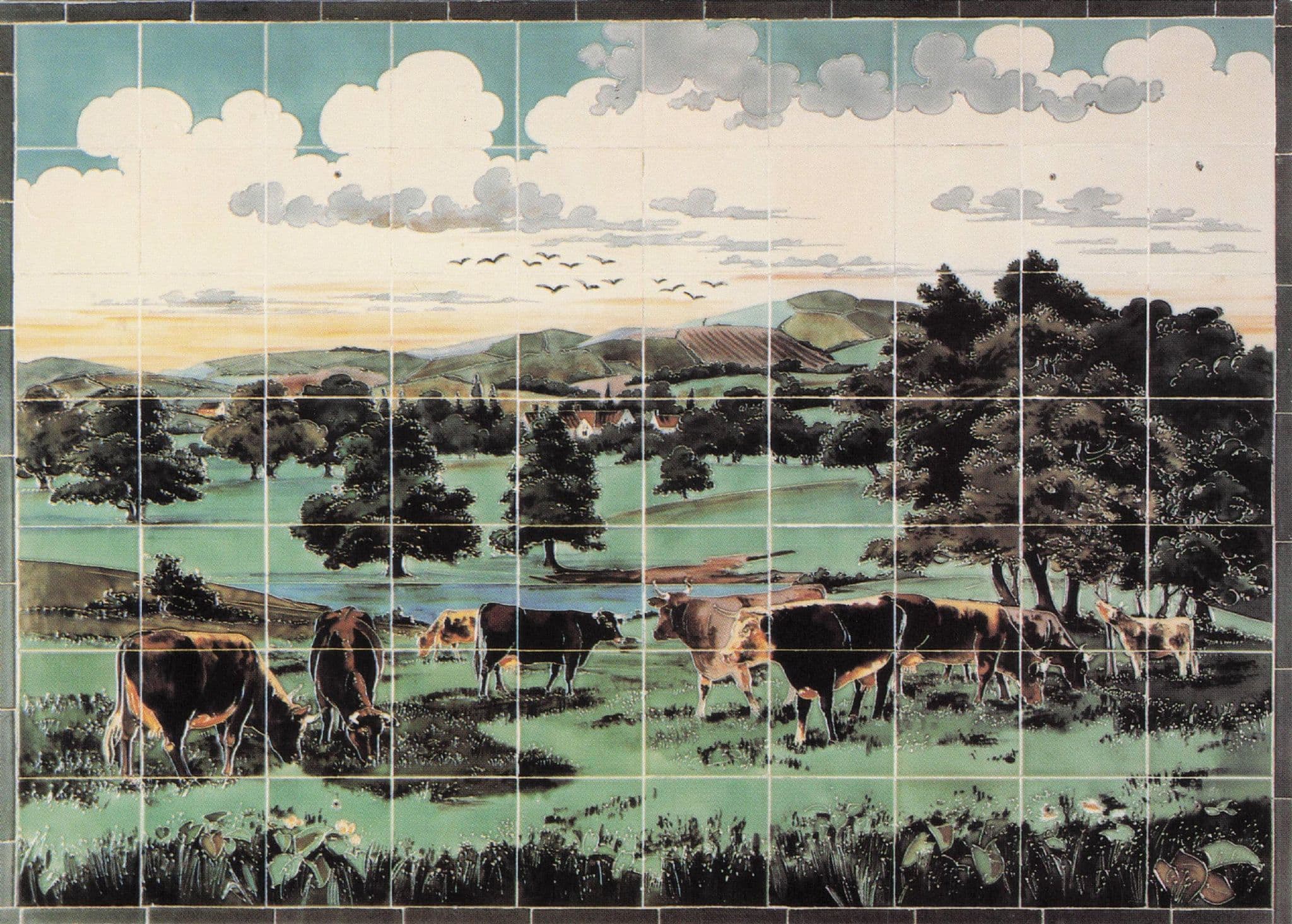 Antique Farming Tiles  London Street Reading Postcard