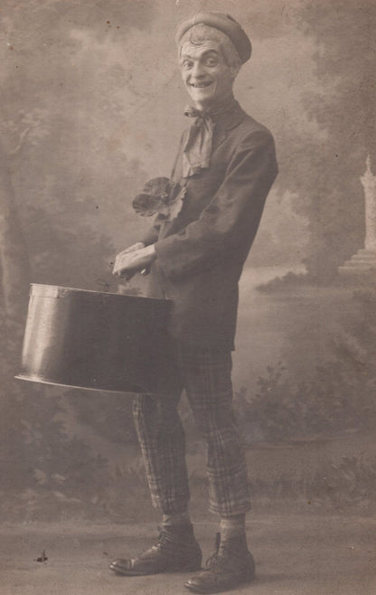 Antique French 1900s Comedy Clown Comedian Postcard To Identify