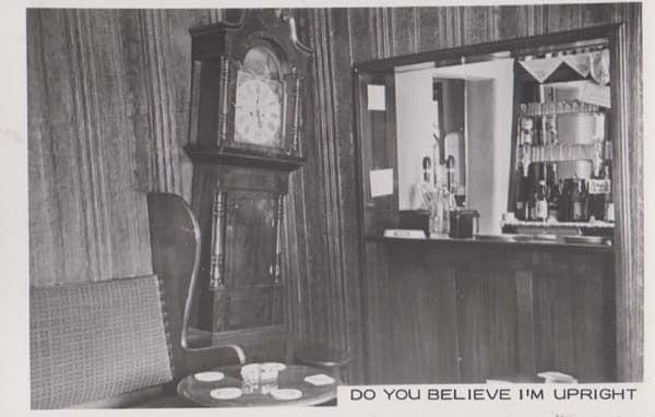 Antique Grandfather Clock Wobbling By Alcohol Bar Disaster Comic Humour Postcard