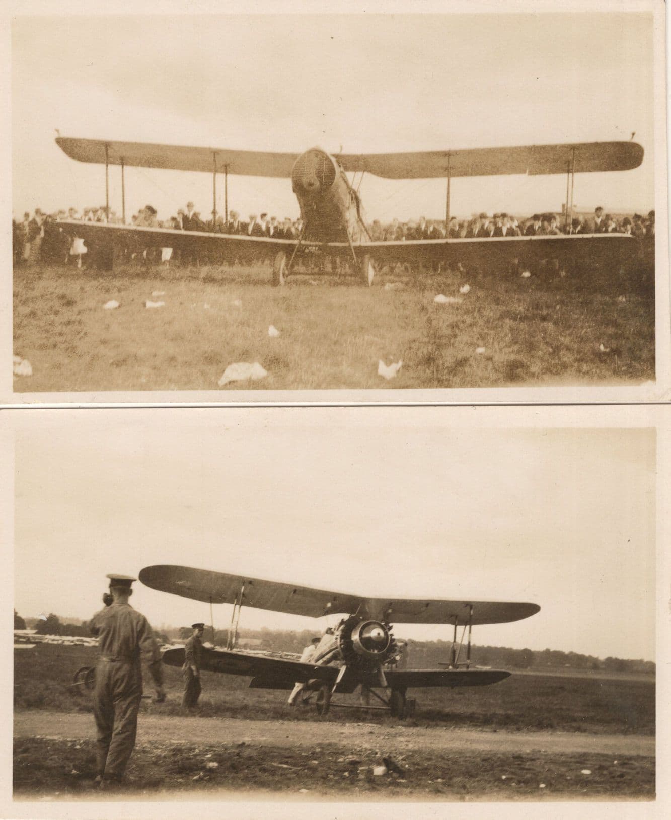 Antique Original Circa WW1 Aircraft Soldier 2x Old Photo s