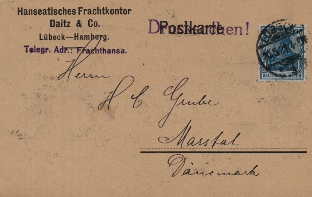 Antique Sailing Ship Freight Handling Hamburg Lubeck Germany 1921 Postcard