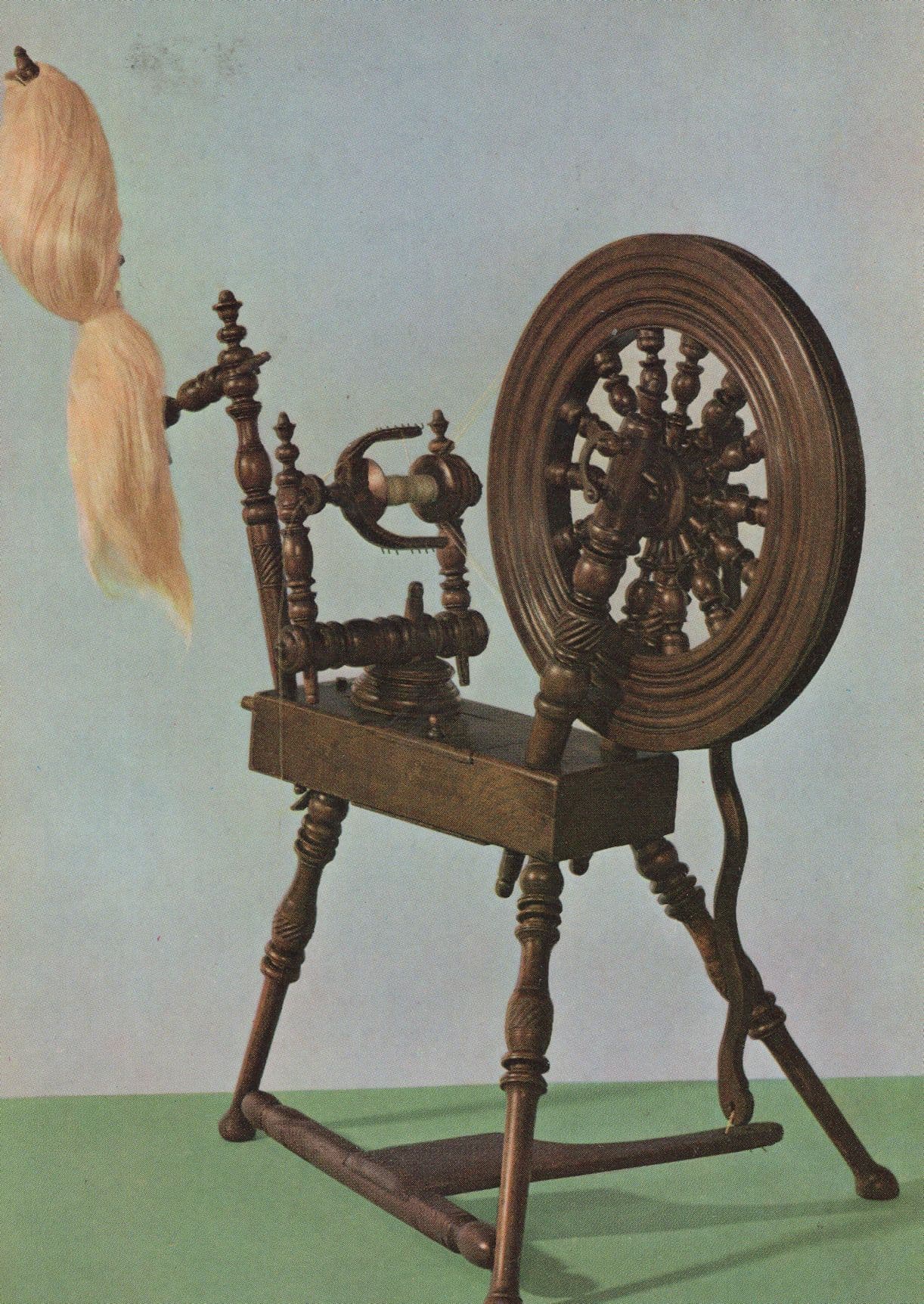 Antique Saxony Type 1775 Spinning Sewing Wheel Museum Postcard