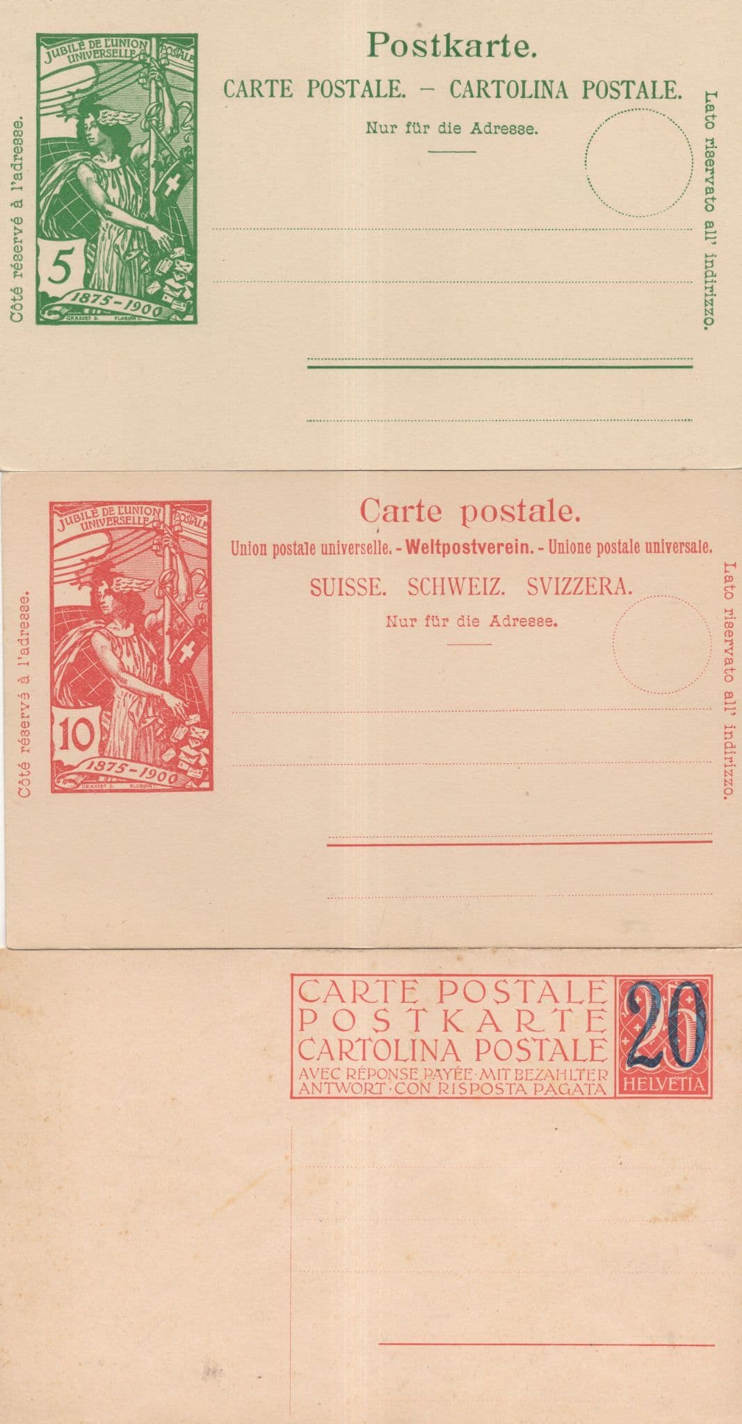 Antique Switzerland Postal Stationary Unused 4x Old Postcard s