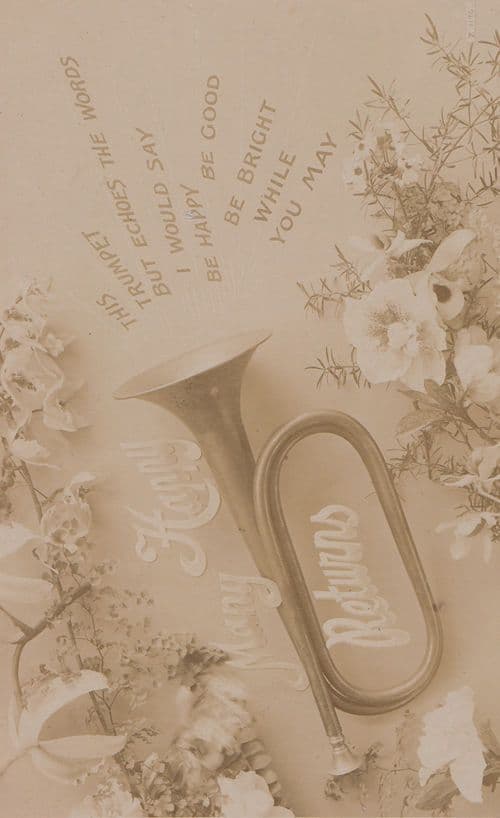 Antique Trumpet Playing Real Photo Greetings Postcard